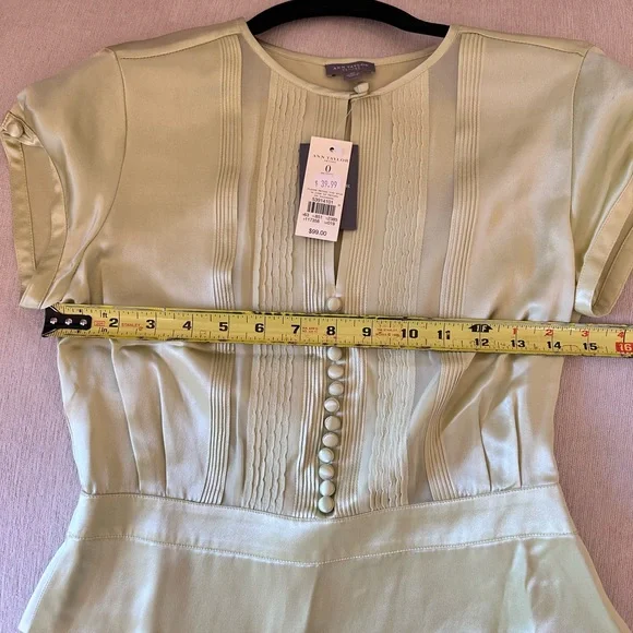 LOFT Light Green Floral A-Line Skirt and Silk Top - Picture 14 of 14